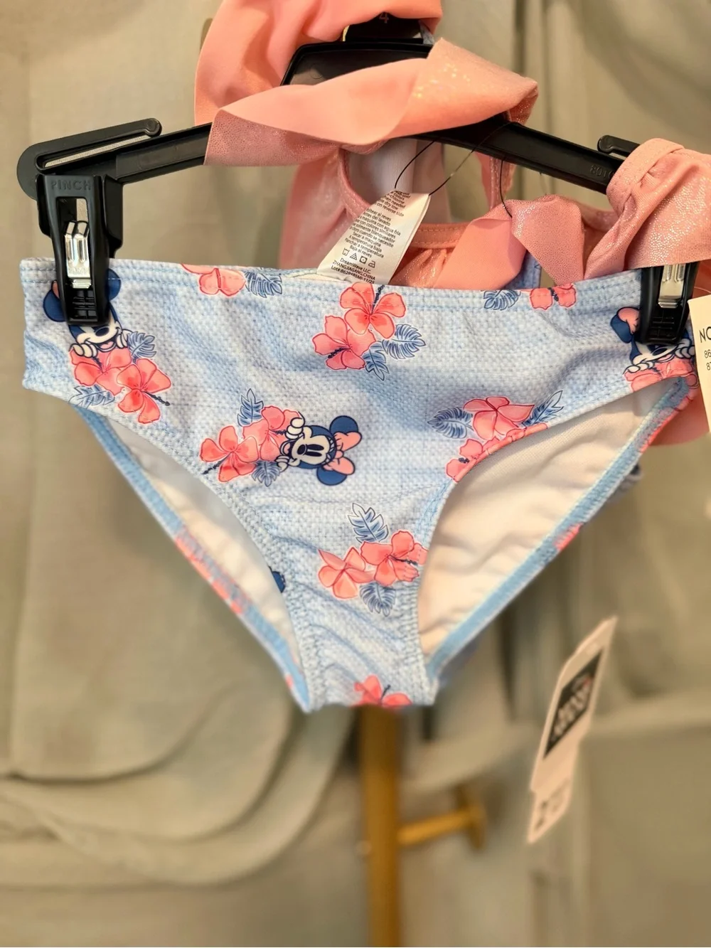 Disney Minnie Mouse Blue Floral Ruffle 2 Piece Swimsuit